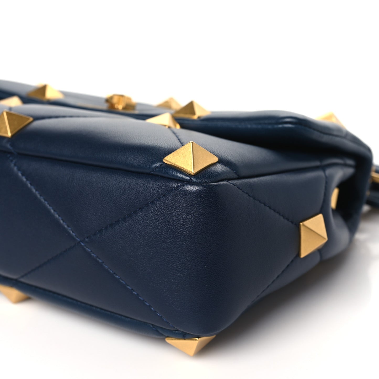 Nappa Large Roman Stud Shoulder Bag Marine