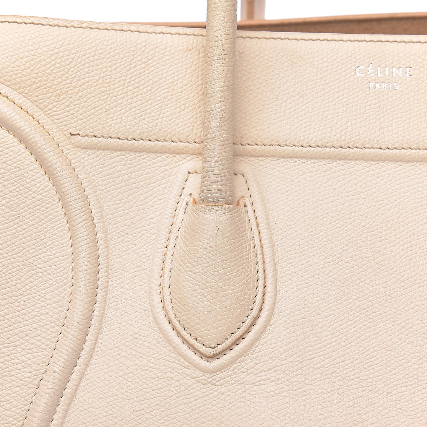 Grained Calfskin Medium Phantom Luggage Cream