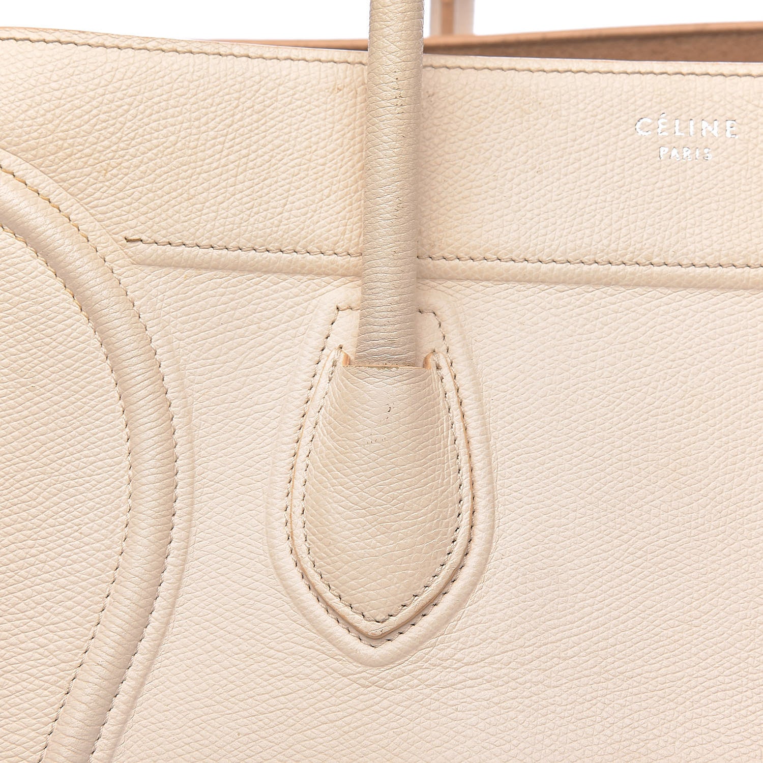 Celine Grained Calfskin Medium Phantom Luggage Cream 17 of 39