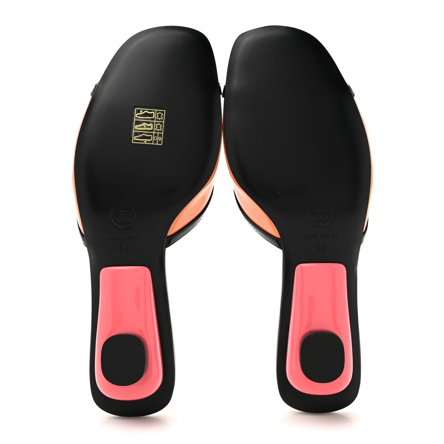 Patent Calfskin Mules 38 Orange Pink