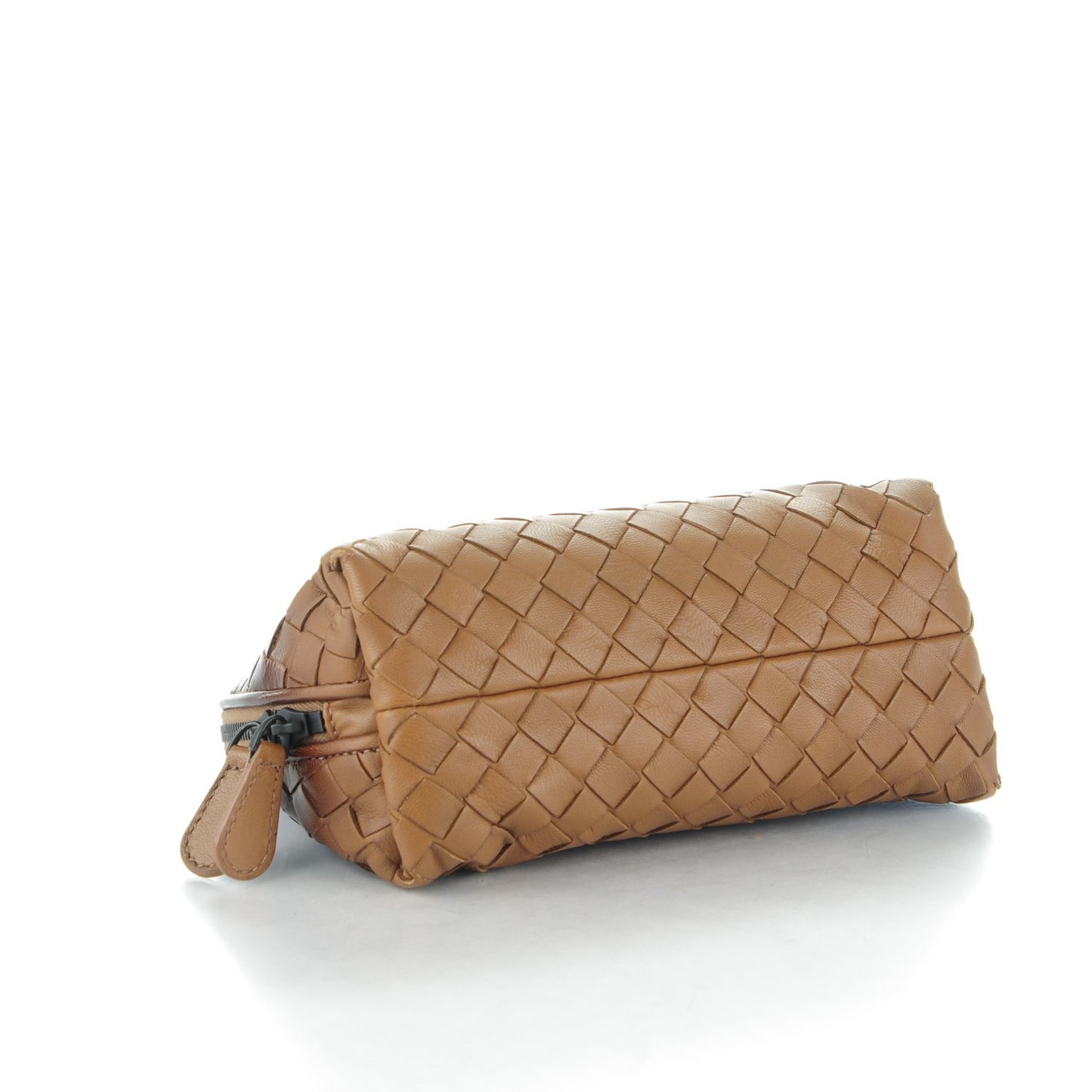 Nappa Patent Intrecciato Ombre Cosmetic Case Brown Taupe