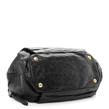 Prada Nappa Antique Drawstring Tote Black 4 of 11