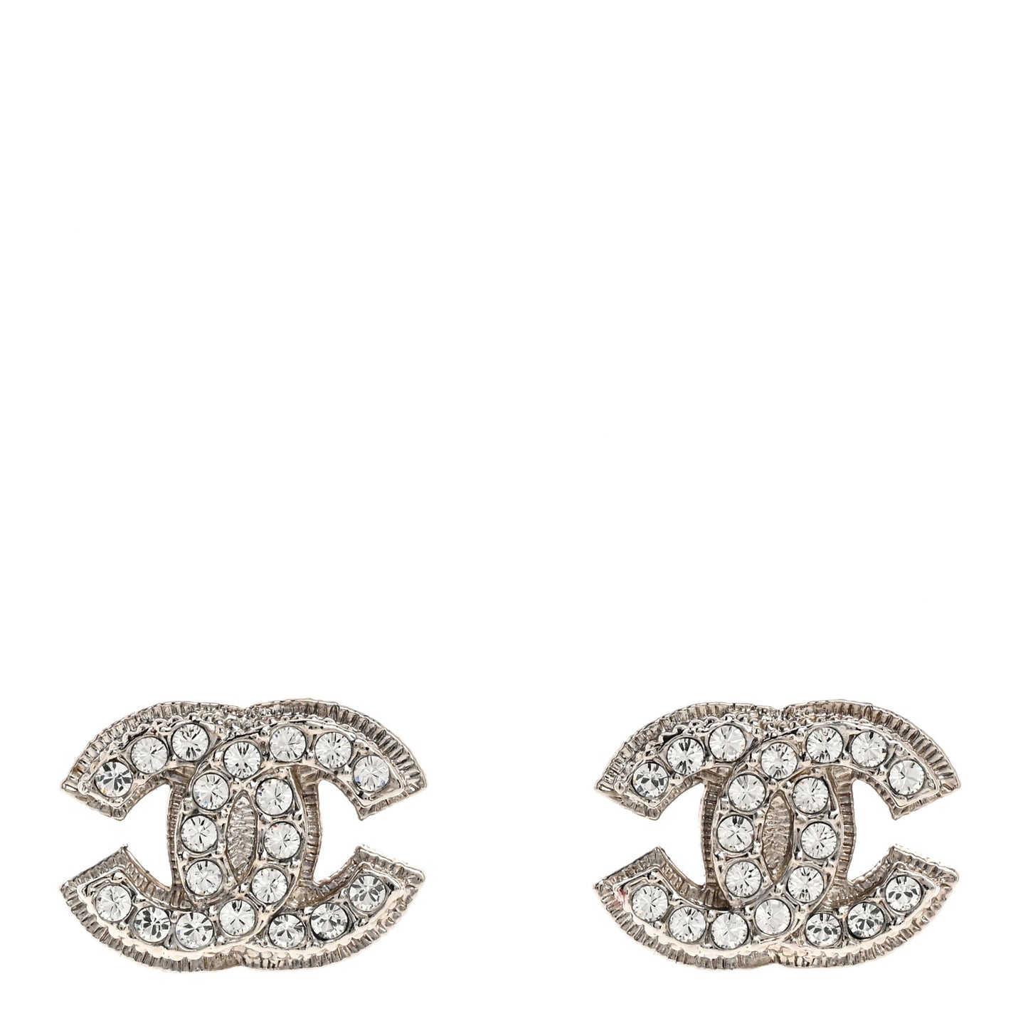 Crystal CC Clip On Earrings Silver