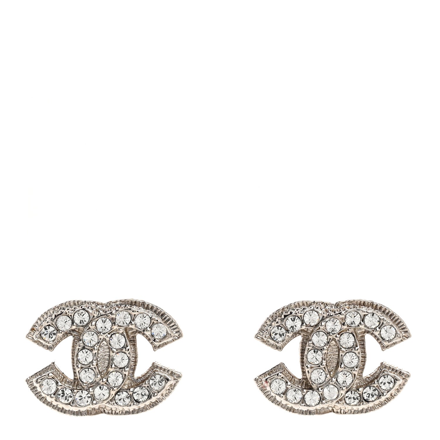 Chanel Crystal CC Clip On Earrings Silver 1 of 3