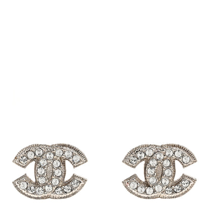 Chanel Crystal CC Clip On Earrings Silver 1 of 3
