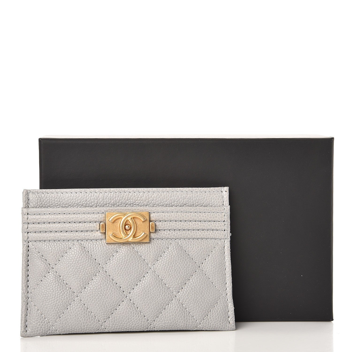 Chanel Caviar Quilted Boy Card Holder Grey 9 of 9