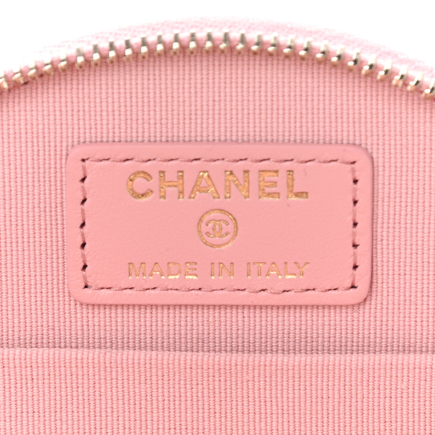 Caviar Quilted Round Handle With Care Vanity With Chain Pink