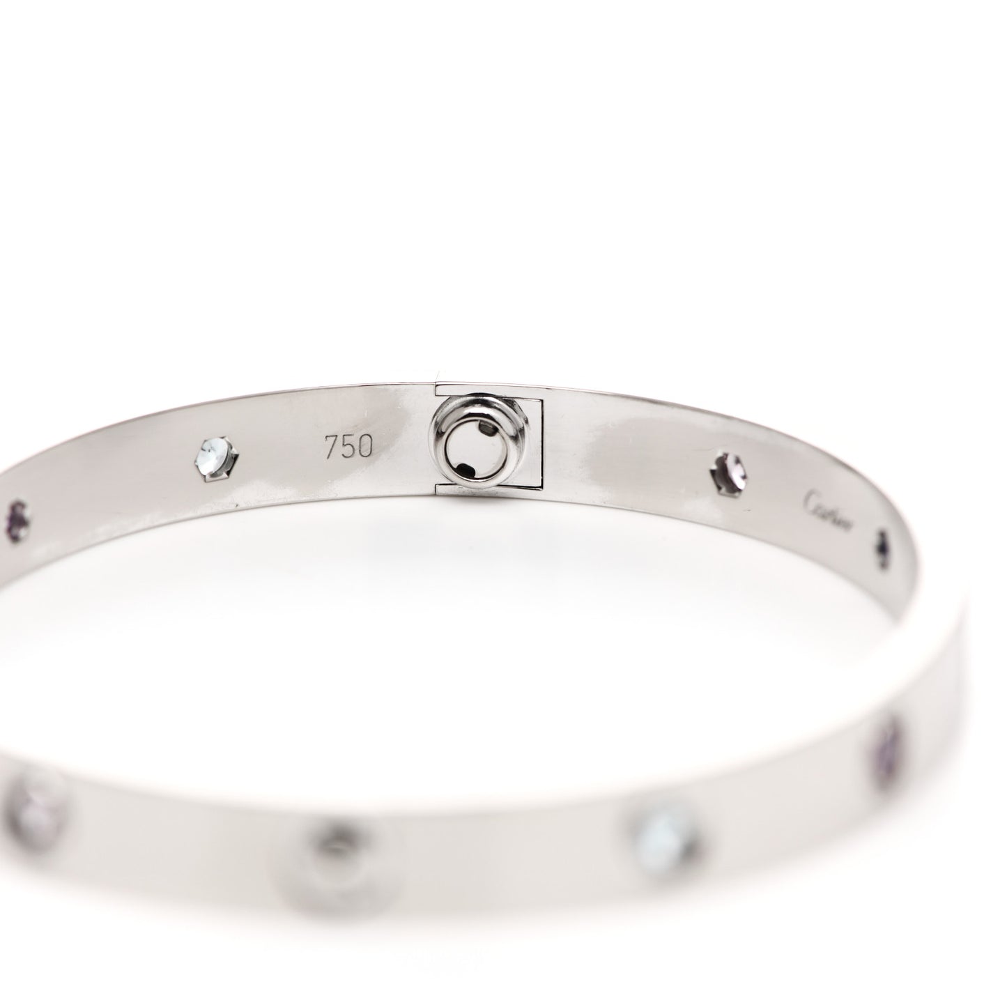 18K White Gold Aquamarine Sapphire Spinel Amethyst LOVE Bracelet 17