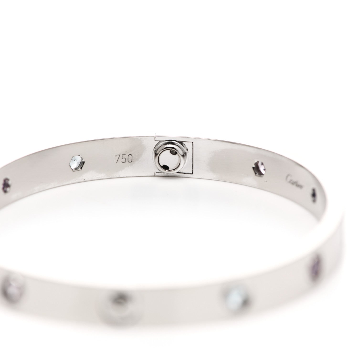 Cartier 18K White Gold Aquamarine Sapphire Spinel Amethyst LOVE Bracelet 17 7 of 8