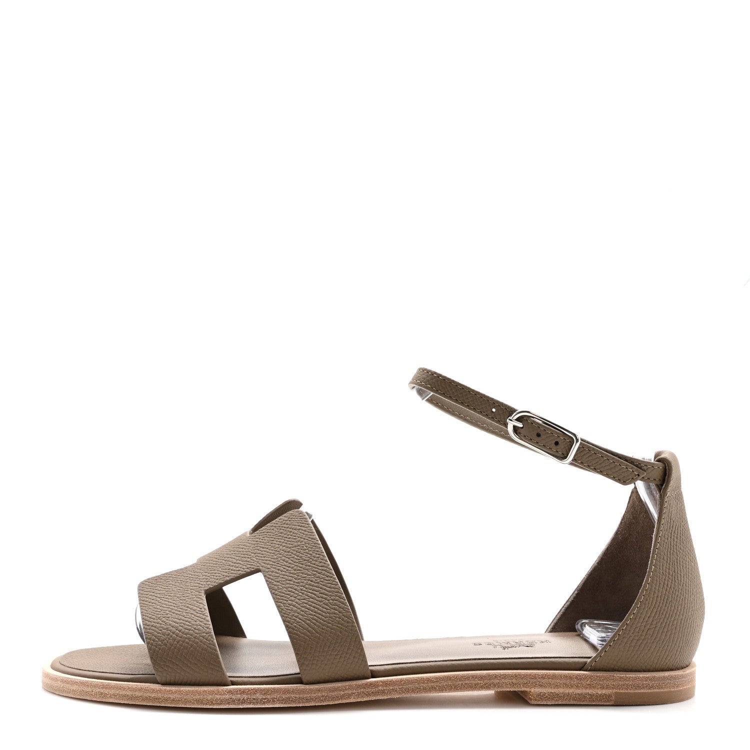 Hermes Epsom Santorini Sandals 37 Etoupe 1 of 9