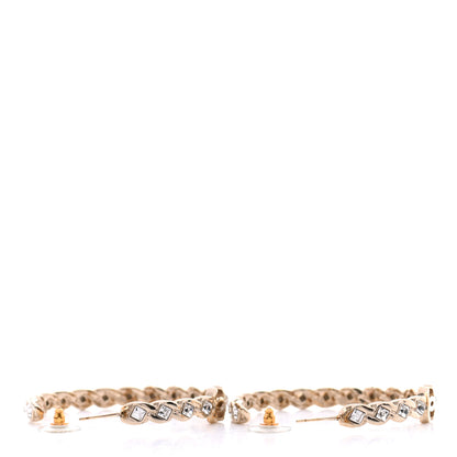 Chanel Crystal CC Hoop Earrings Gold 3 of 5