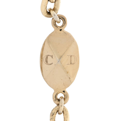 Christian Dior Metal Crystal Logo Heart Pendant Necklace Gold 6 of 6