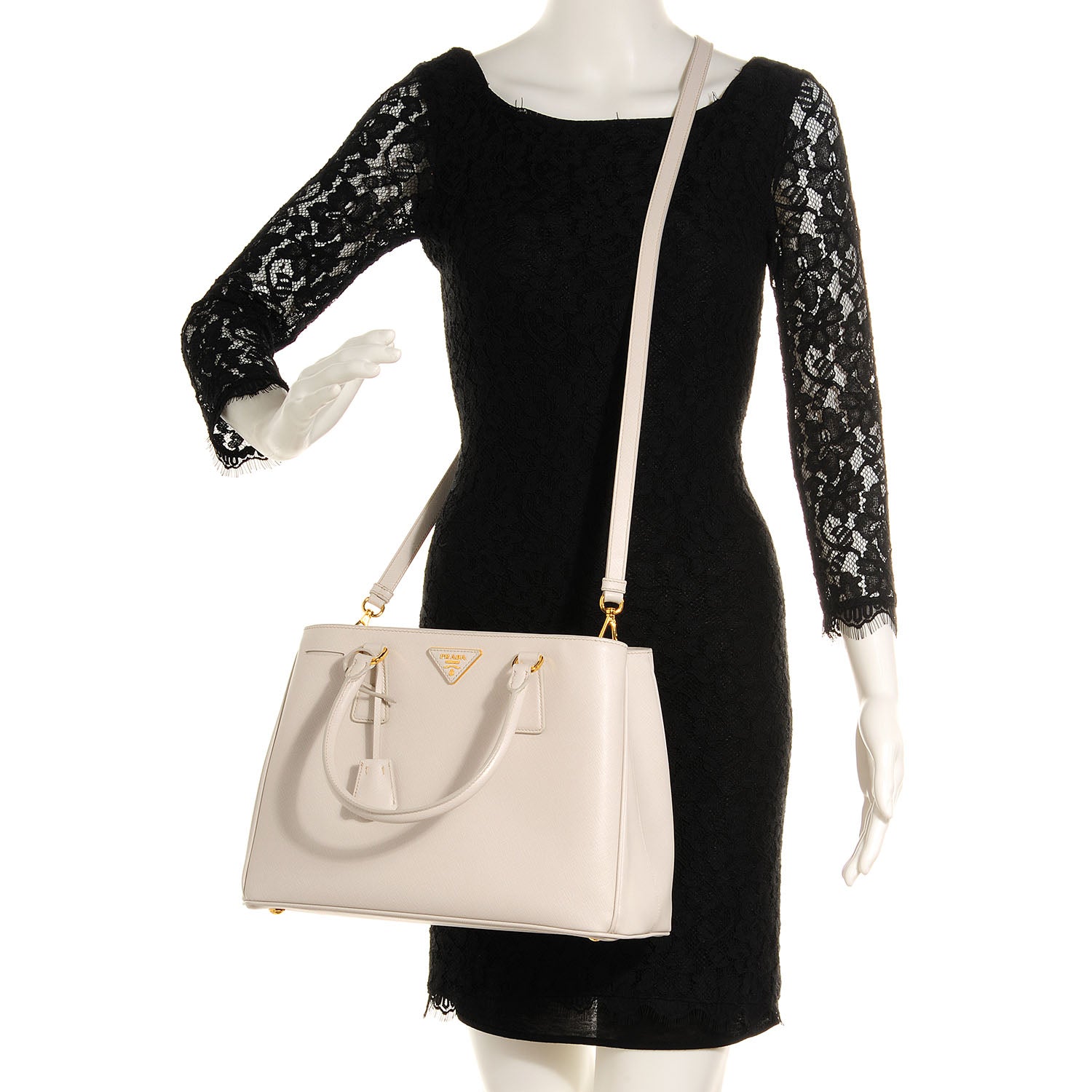 Prada Saffiano Lux Medium Tote Talco 2 of 11