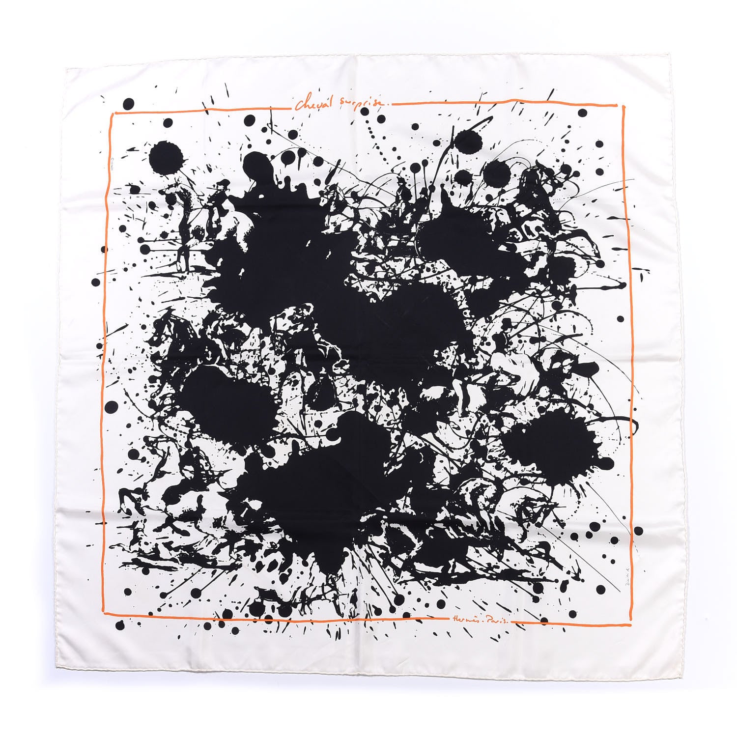 Hermes Silk Cheval Surprise Scarf 90 White Black 1 of 4