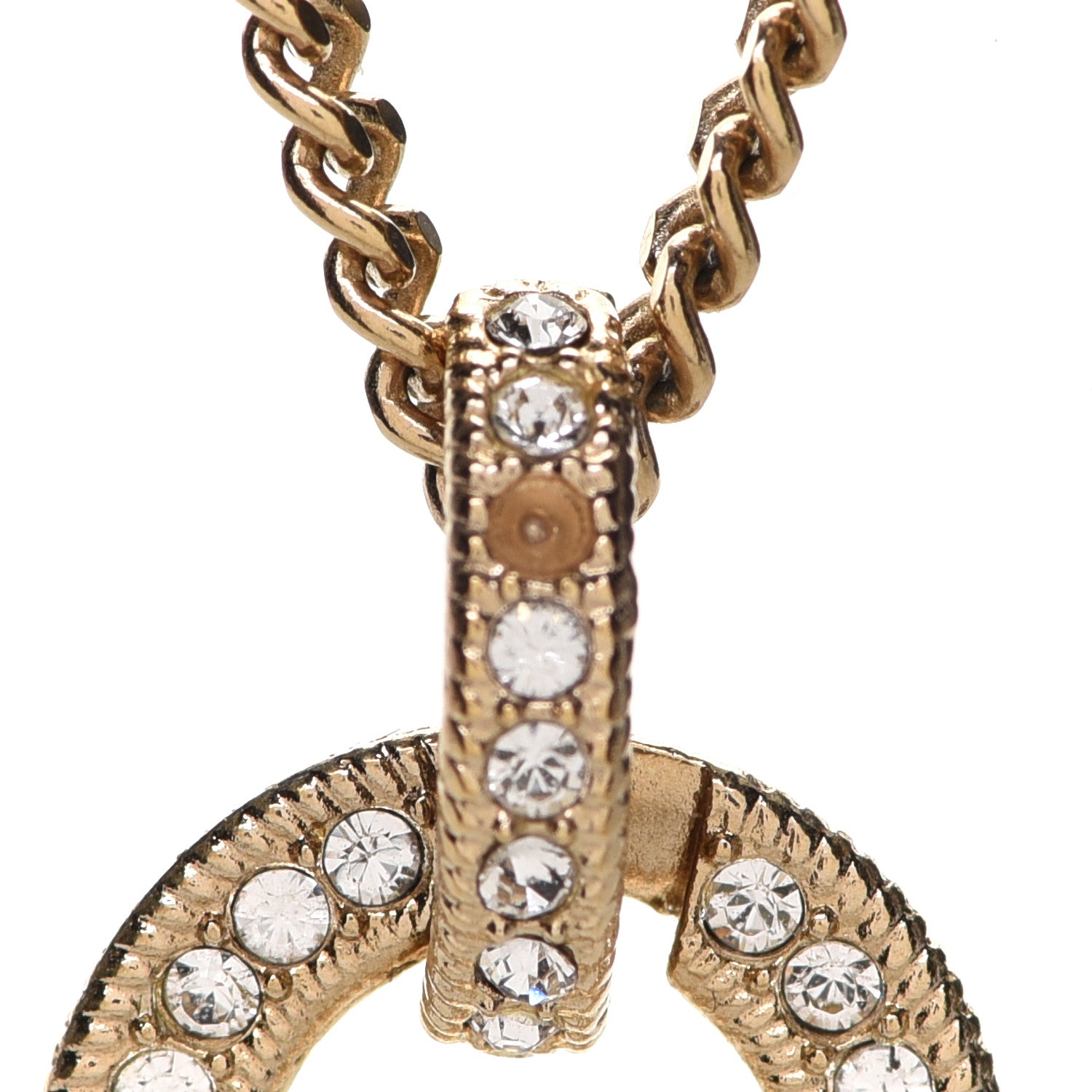 Chanel Crystal CC Logo Pendant Necklace Gold 6 of 6