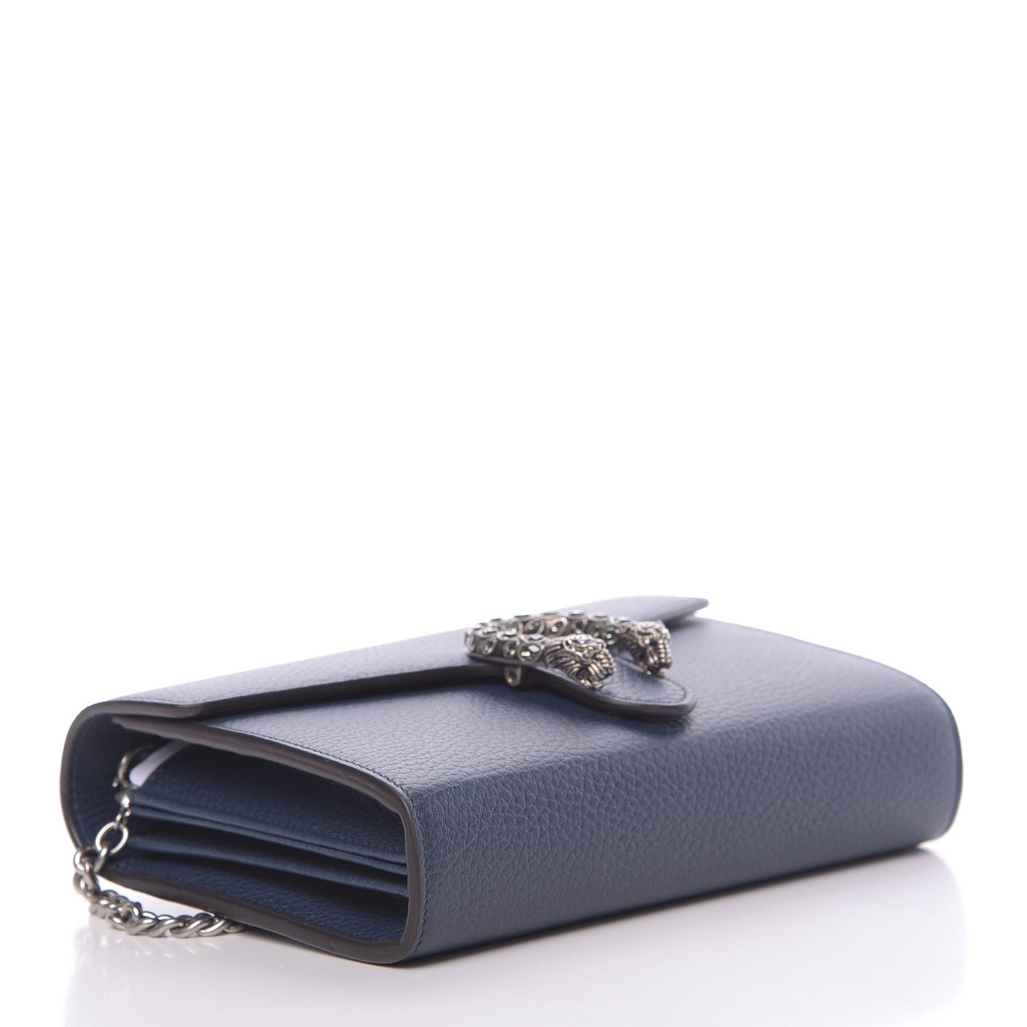 Gucci Dollar Calfskin Crystal Mini Dionysus Chain Wallet Blue Agata Black Diamond 4 of 10