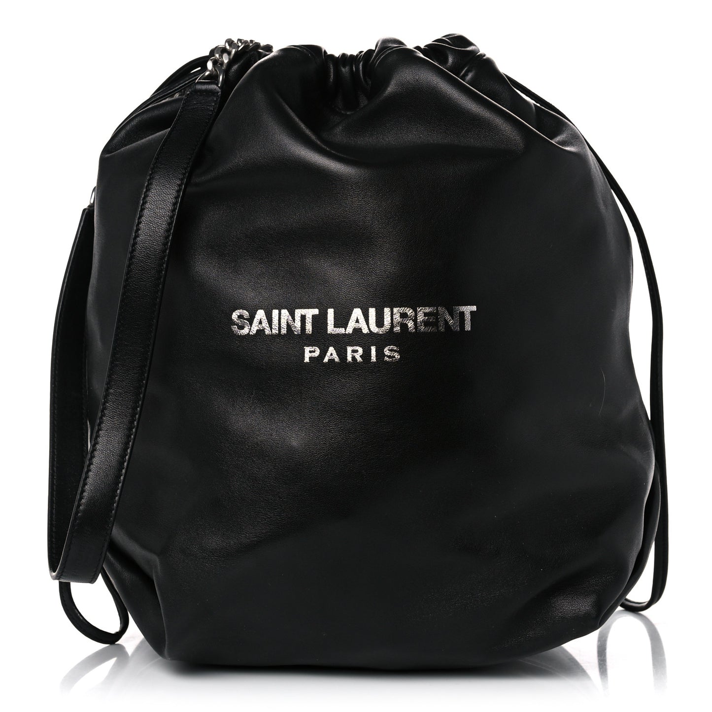 Lambskin Teddy Drawstring Bag Black