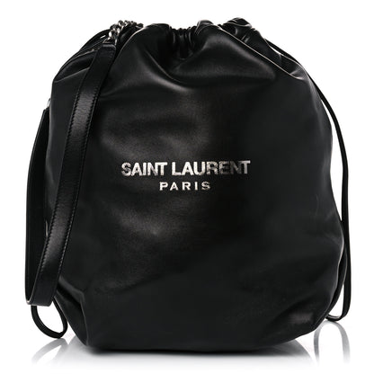 Saint Laurent Lambskin Teddy Drawstring Bag Black 3 of 13