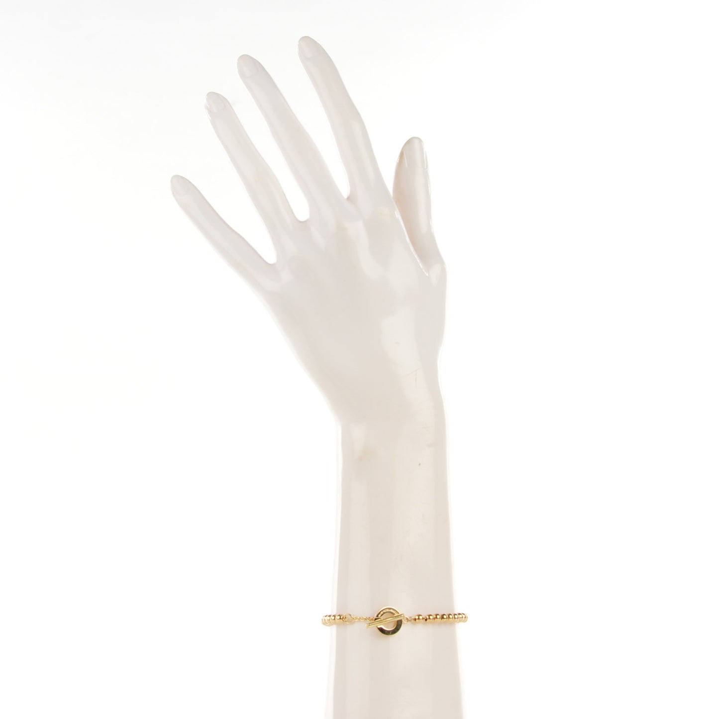 18K Yellow Gold 4mm Beads Toggle Bracelet