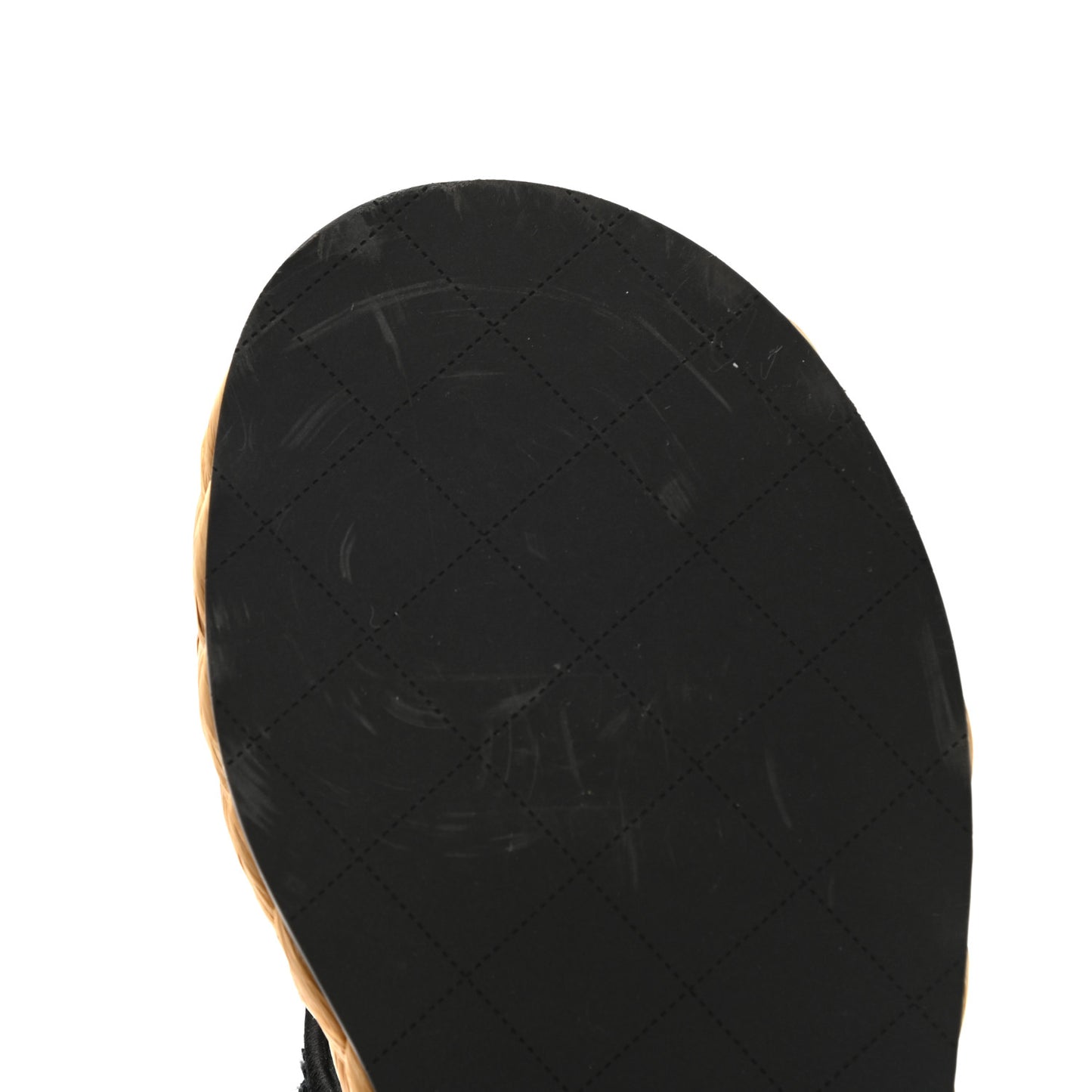 Terry Cloth Raffia CC Logo Thong Sandals 35 Black