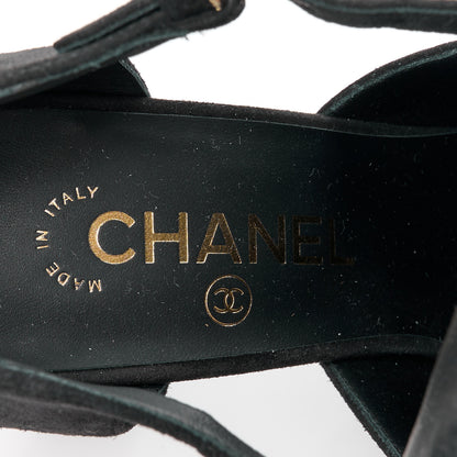 Chanel Suede Calfskin Grosgrain Cut Out Pumps 40.5 Black 7 of 9
