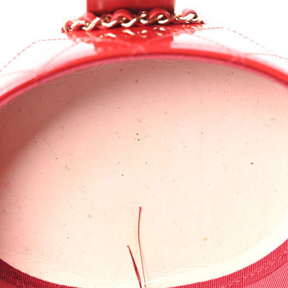 Chanel Patent Quilted Small Round Vanity With Chain  Red 11 of 11