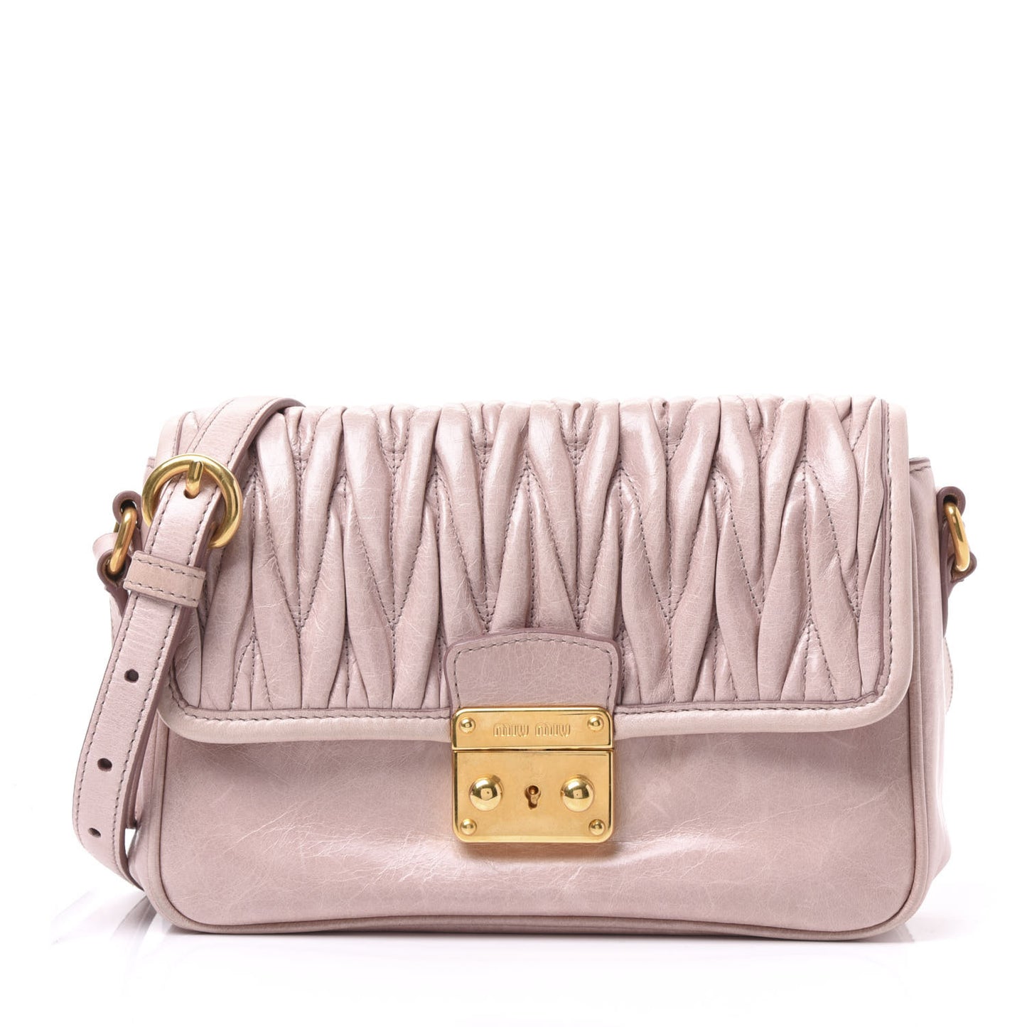 Vitello Lux Matelasse Crossbody Flap Mughetto