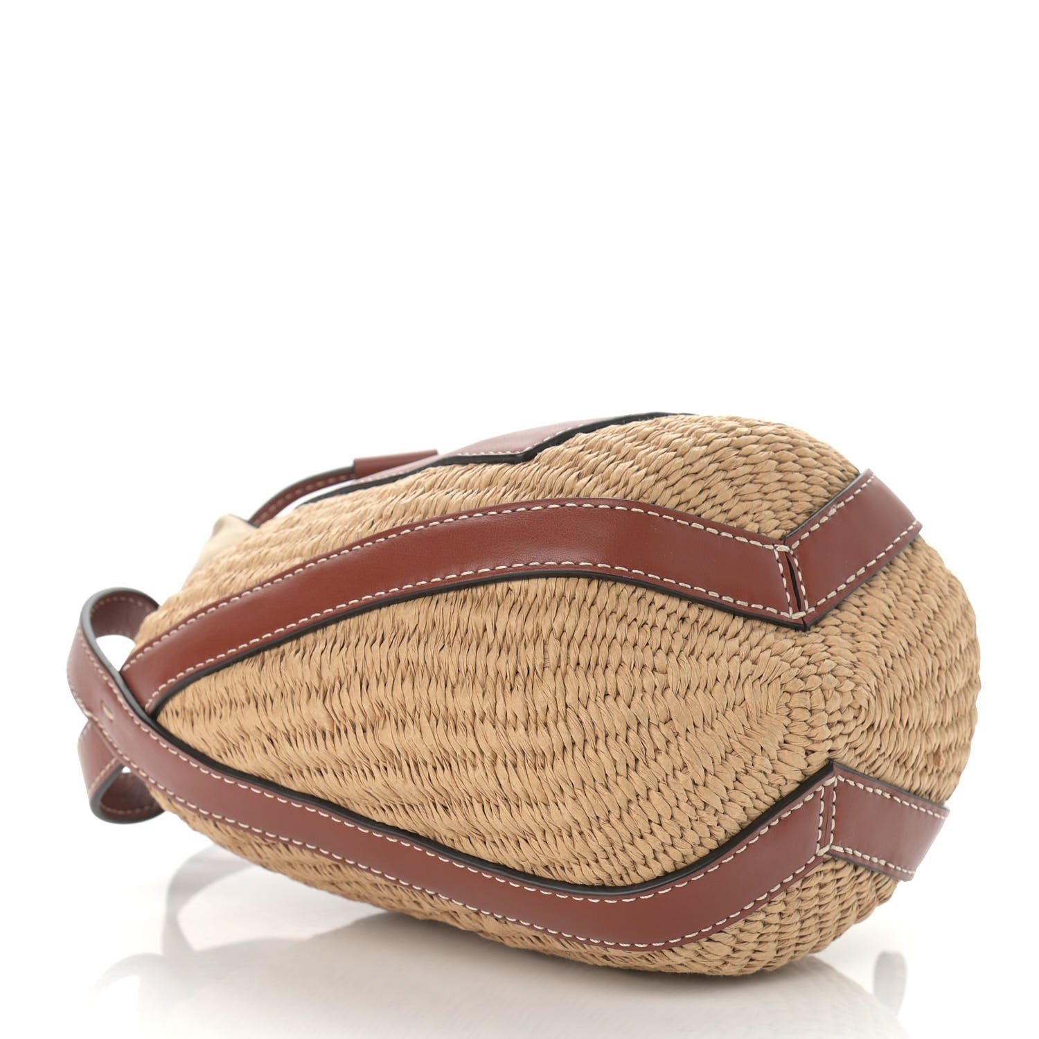 Chloe Raffia Calfskin Small Basket Sepia Brown 4 of 10