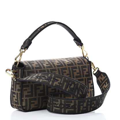 Fendi Fabric Jacquard FF 1974 Medium Baguette Tobacco Moro Black 2 of 9
