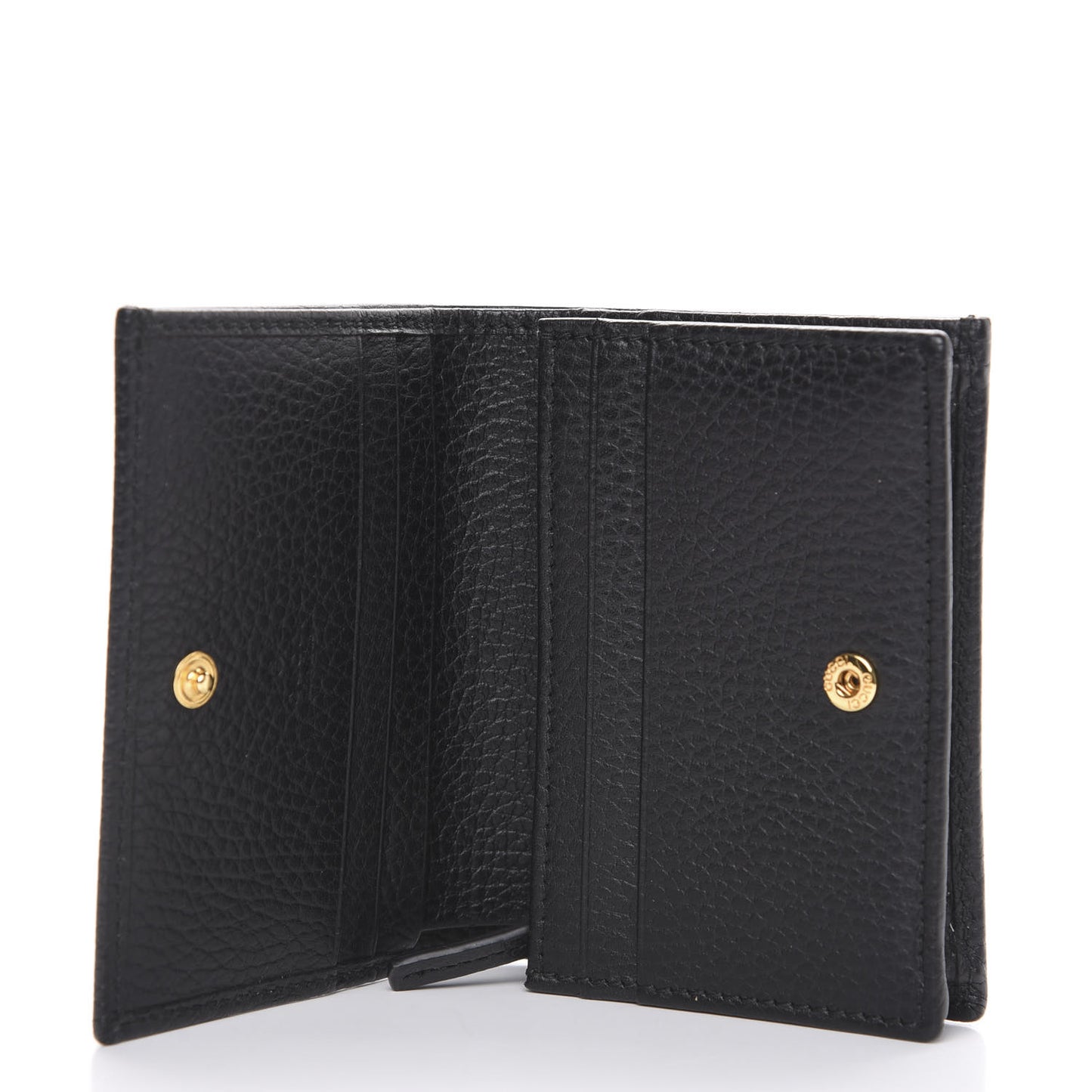 Pebbled Calfskin GG Marmont Card Case Black