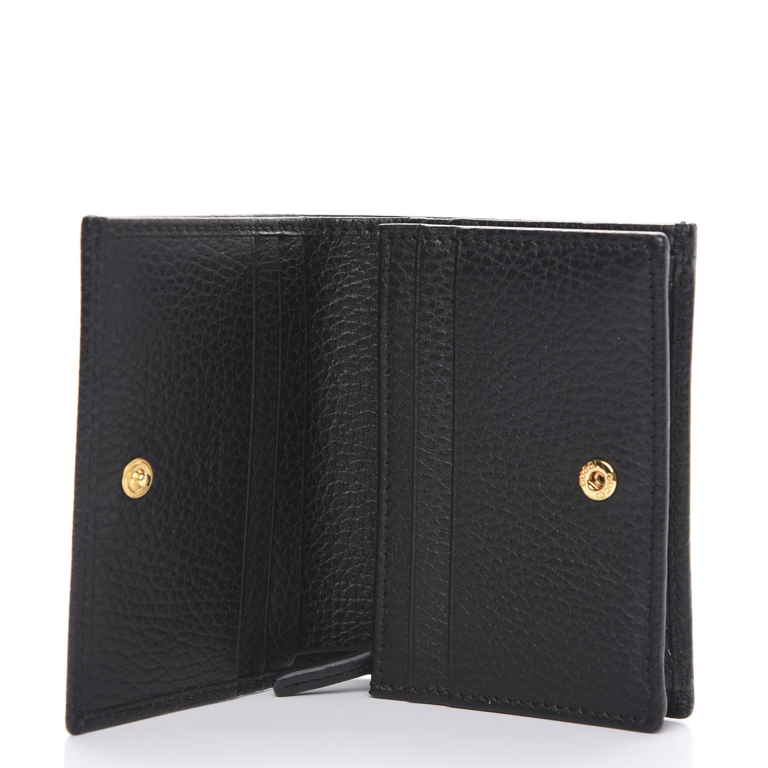 Gucci Pebbled Calfskin GG Marmont Card Case Black 5 of 9