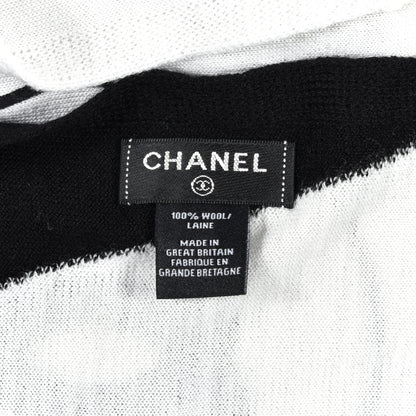 Chanel Wool CC Scarf White Black 3 of 3