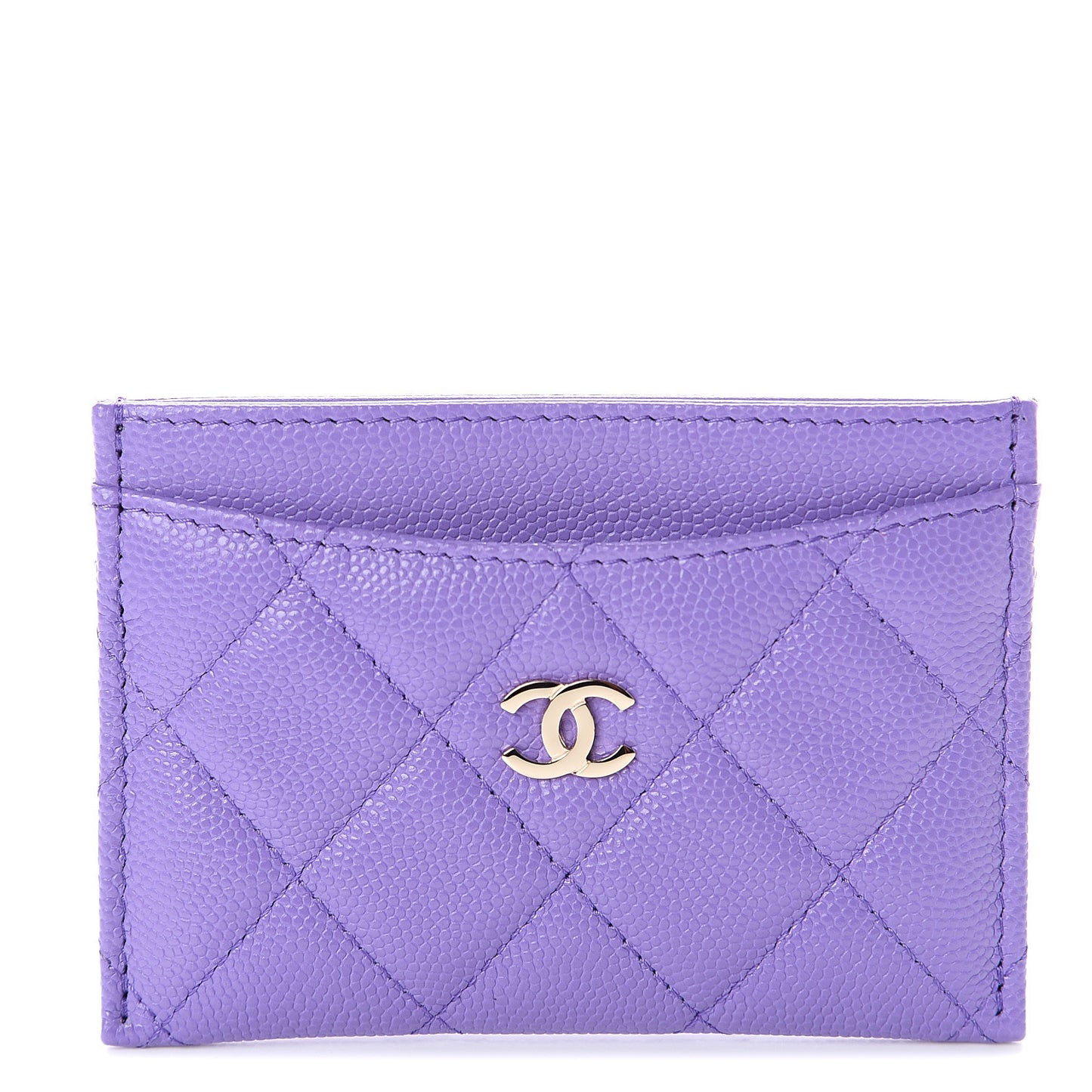 Caviar Quilted Card Holder Purple