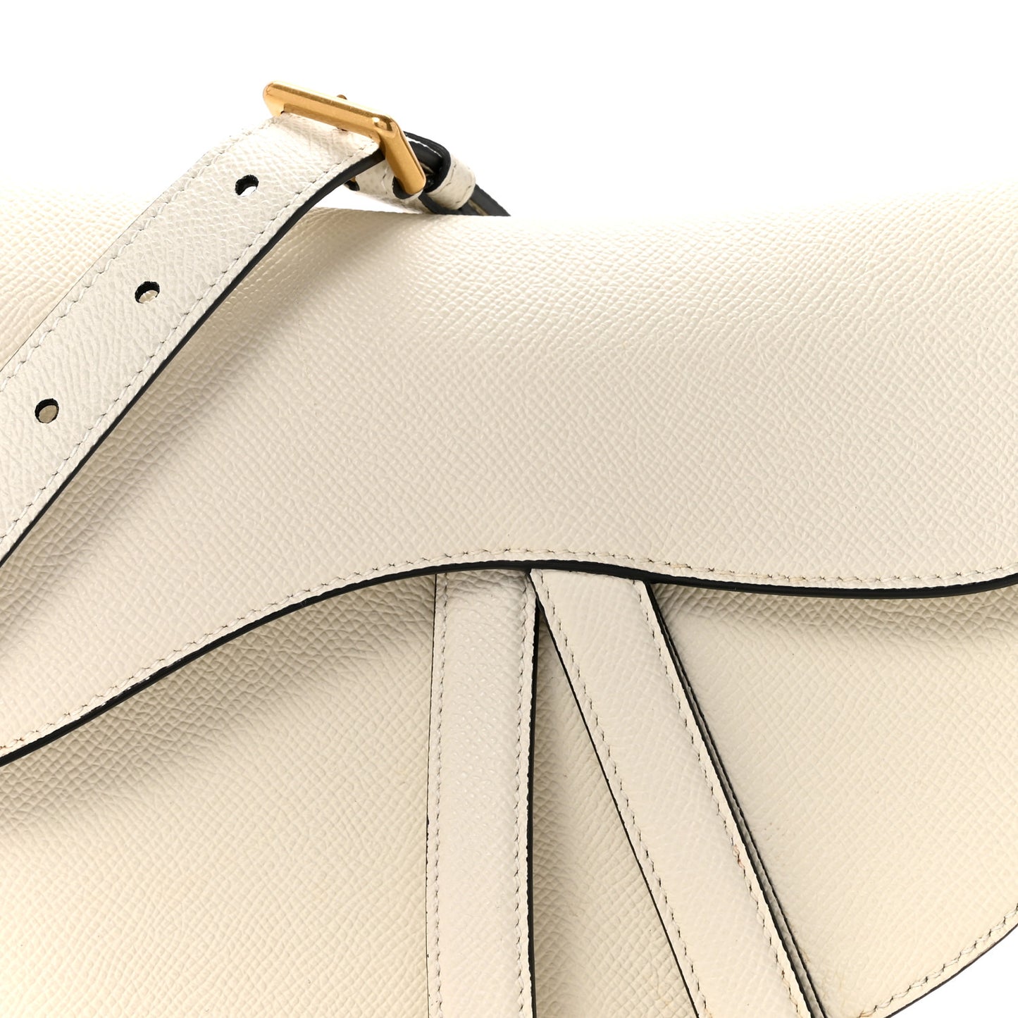 Grained Calfskin Saddle Bag With Strap Latte