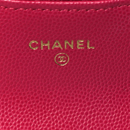 Chanel Caviar Quilted Flap Card Holder Wallet Dark Pink 6 of 7