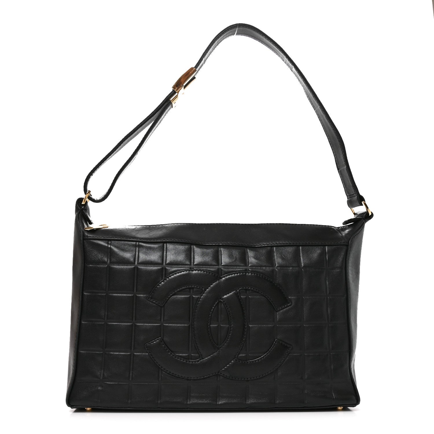 Chanel Lambskin Quilted Medium Chocolate Bar Shoulder Bag Black 1 of 9