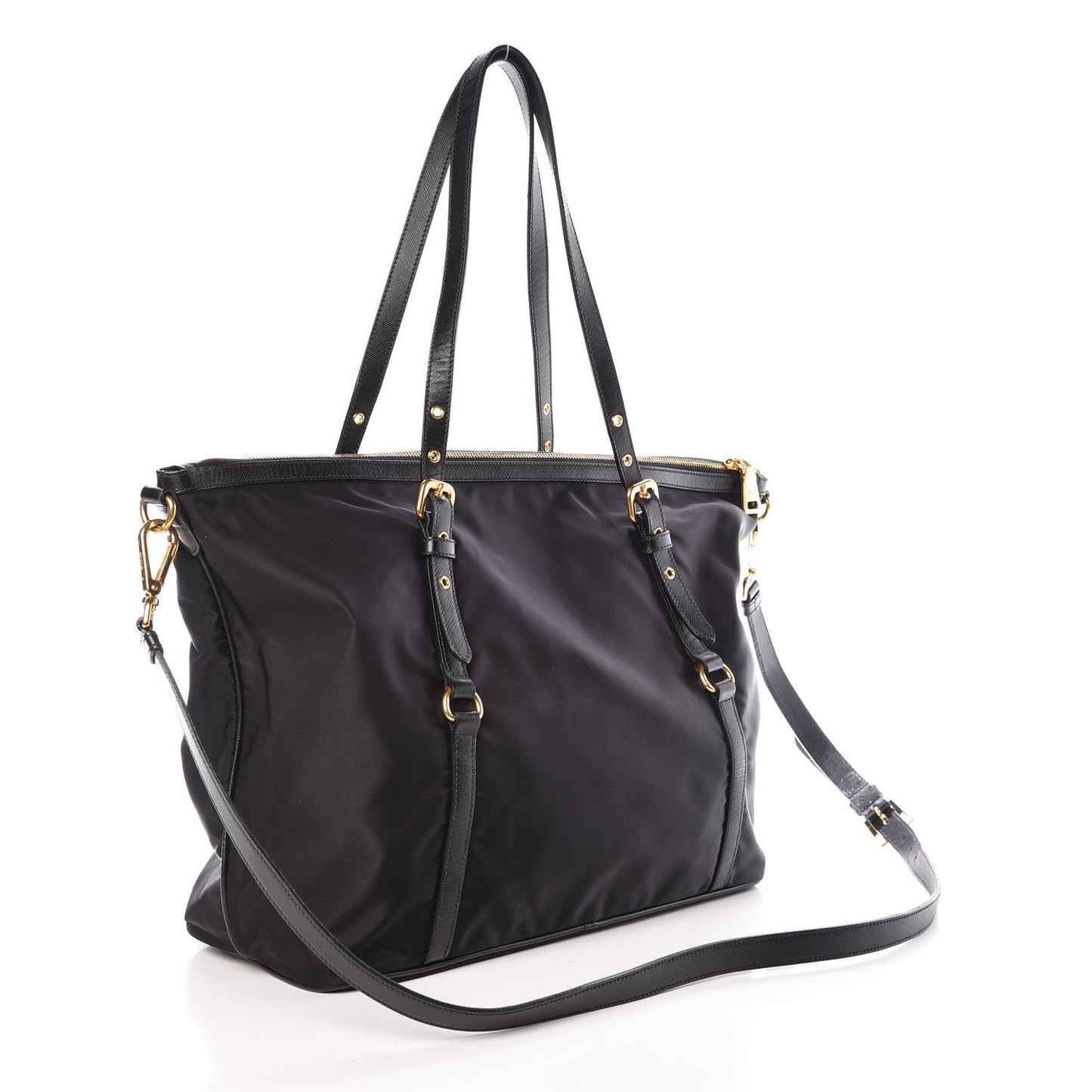 Tessuto Nylon Saffiano Jacquard Logo Tote Black
