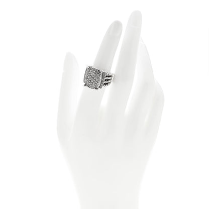 David Yurman Sterling Silver Diamond 16mm Wheaton Ring 53 6.5 2 of 6