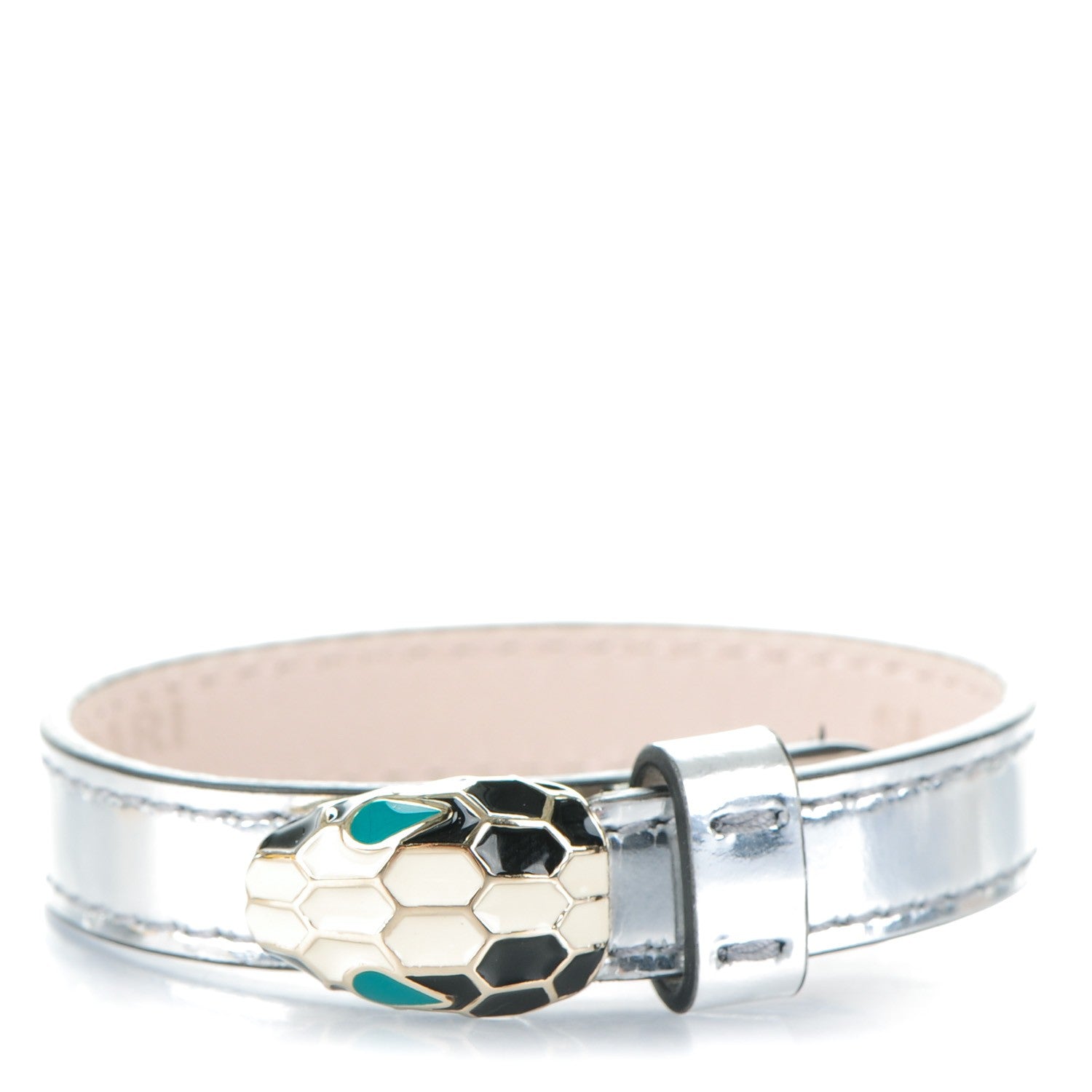 Bulgari Metallic Calfskin Serpenti Forever Bracelet L Silver 1 of 7