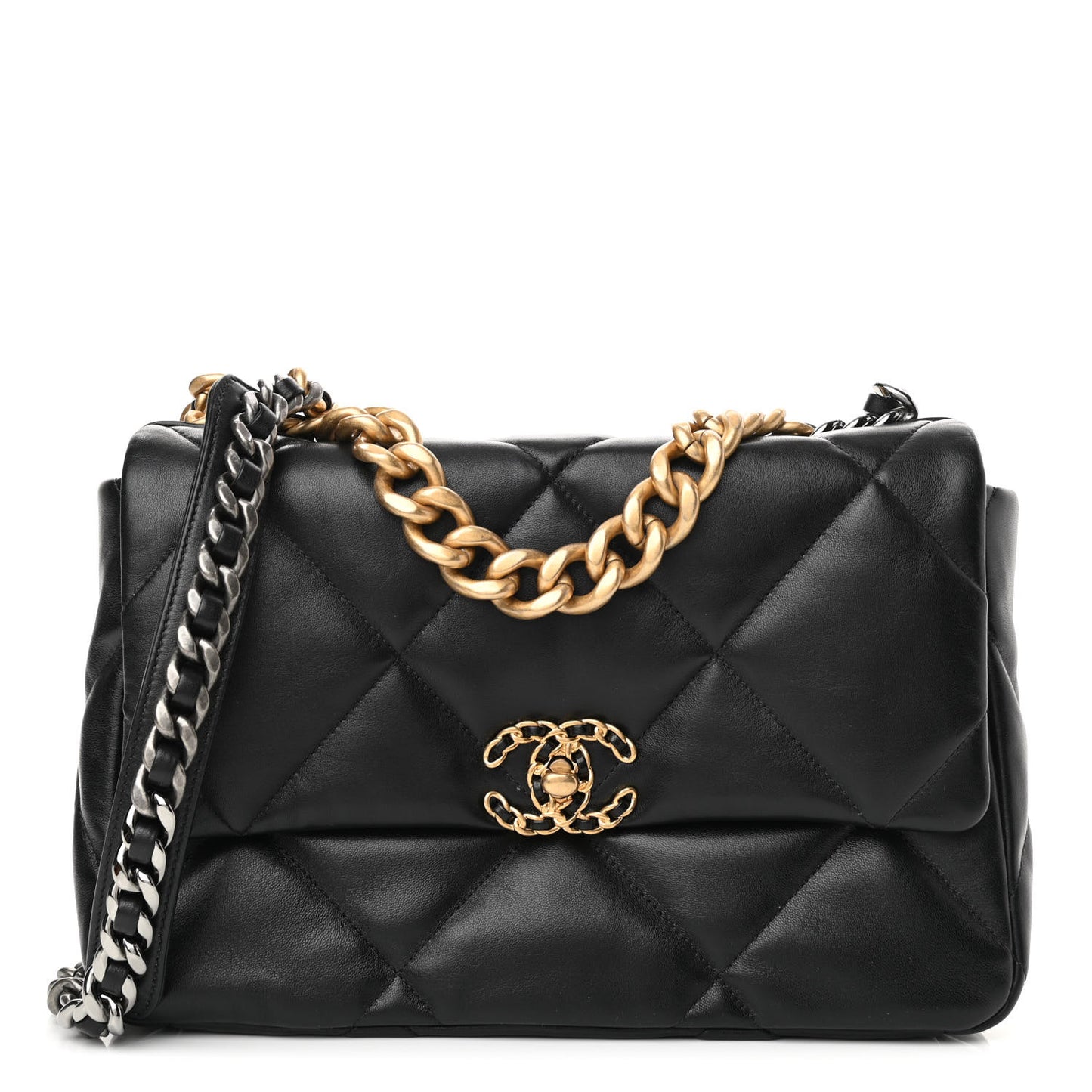 Lambskin Quilted Large Chanel 19 Flap Black