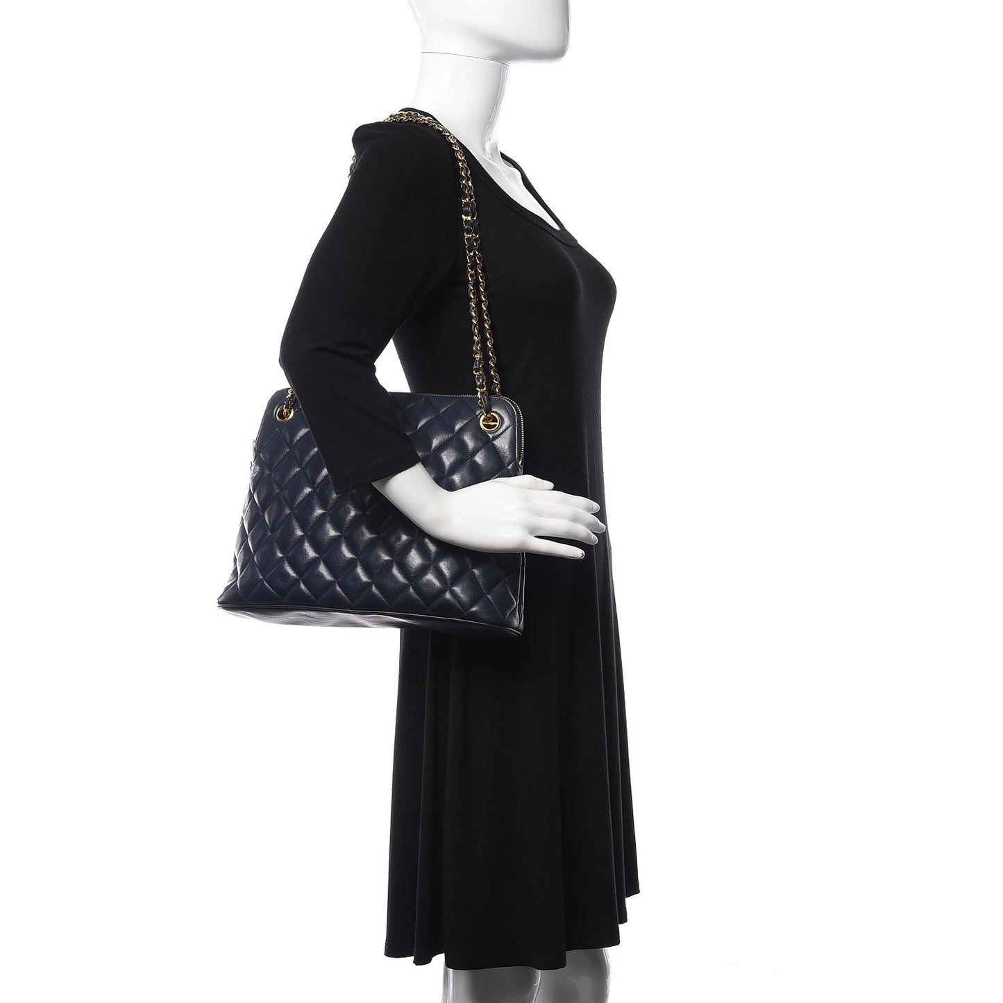 Lambskin Quilted Shoulder Bag Navy