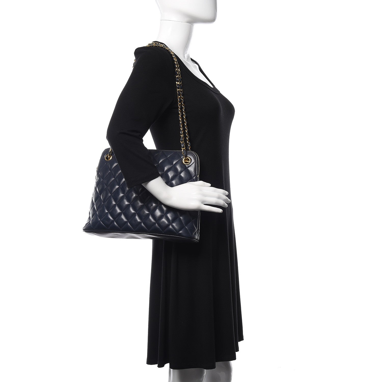 Chanel Lambskin Quilted Shoulder Bag Navy 2 of 12