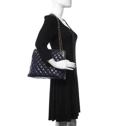 Chanel Lambskin Quilted Shoulder Bag Navy 2 of 12