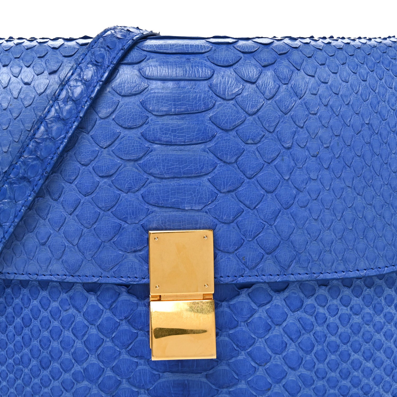 Celine Snakeskin Medium Classic Box Flap Blue 7 of 10