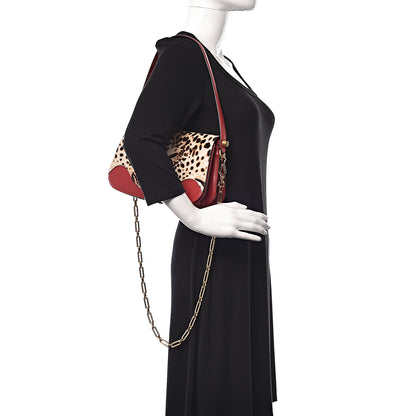 Gucci Calf Hair Leopard Print Shoulder Bag Red 2 of 12