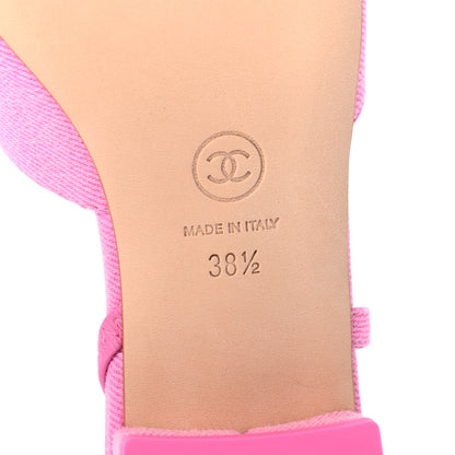 Chanel Denim Cap Toe CC Slingback Flat 38.5 Neon Pink 6 of 7