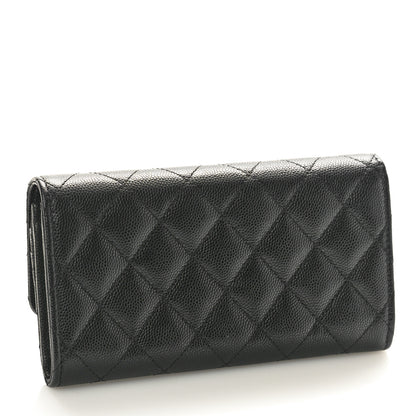Chanel Caviar Quilted Crystal CC Large Gusset Flap Wallet Black 3 of 9