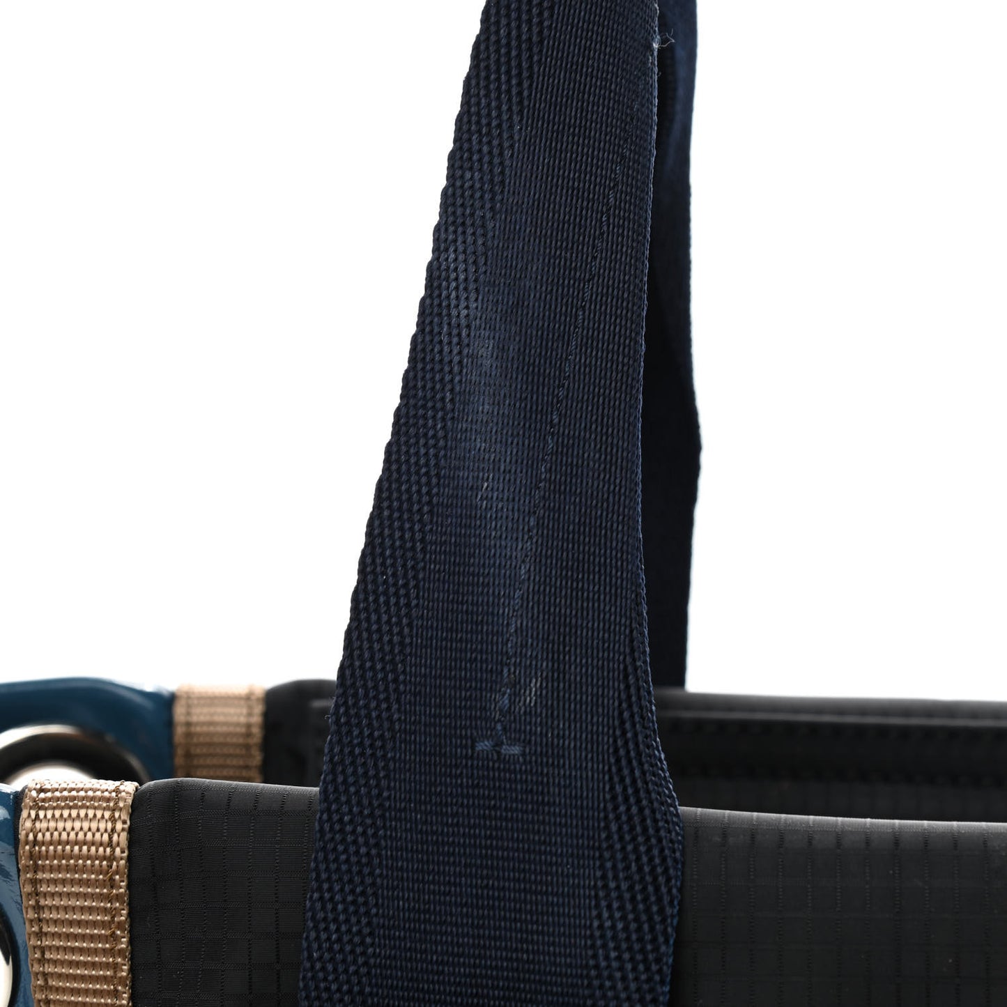 Nylon Canvas Glossy Lambskin Medium Tao Zipped Tote Blue Green