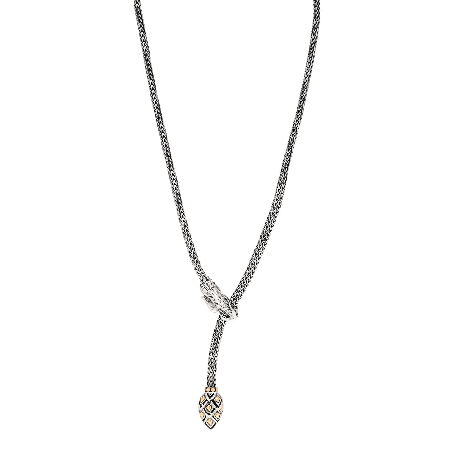 Sterling Silver 18K Yellow Gold Legends Naga Dragon Lariat Necklace