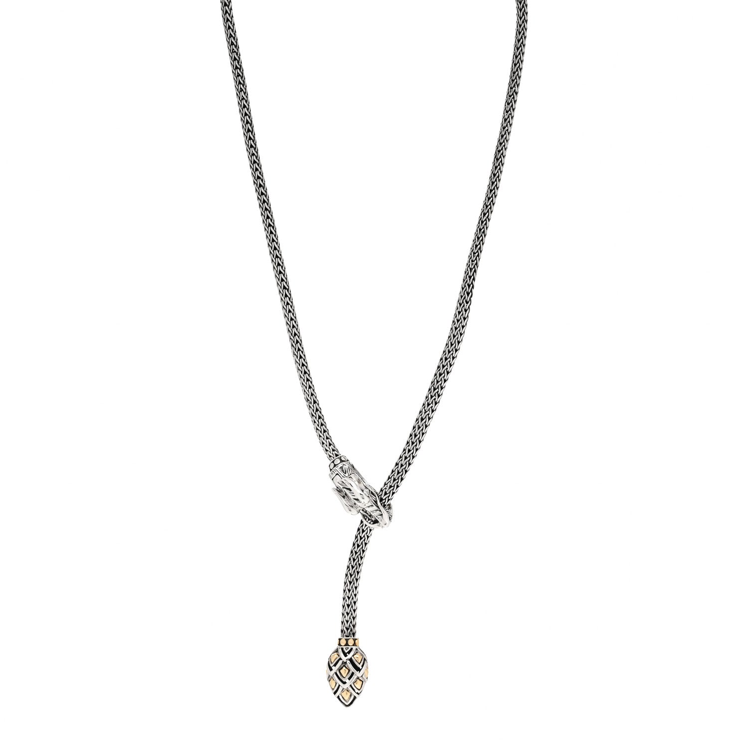 John Hardy Sterling Silver 18K Yellow Gold Legends Naga Dragon Lariat Necklace 1 of 3